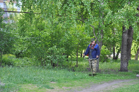 Продолжается покос травы на придомовых территориях